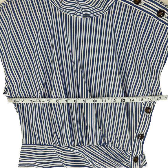 VERONICA BEARD Arabel gathered striped cotton-blend poplin dress Size 6 - Picture 3 of 12